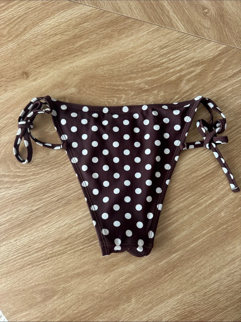 Brown Polka Dot Tie-Side Bikini Bottoms